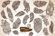 Hand drawn boho feathers, an Illustration by Julia_Snegireva (Thumbnail 1 of 4)
