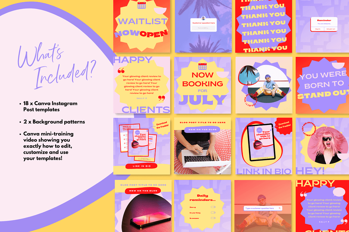 Bright Canva Instagram Post Template, a Social Media Template by Kurly Creative (Photo 2 of 9)