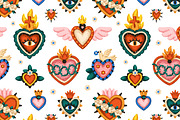 Mexican hearts seamless patterns, a Pattern Graphic by Good Studio (Thumbnail 2 of 13)