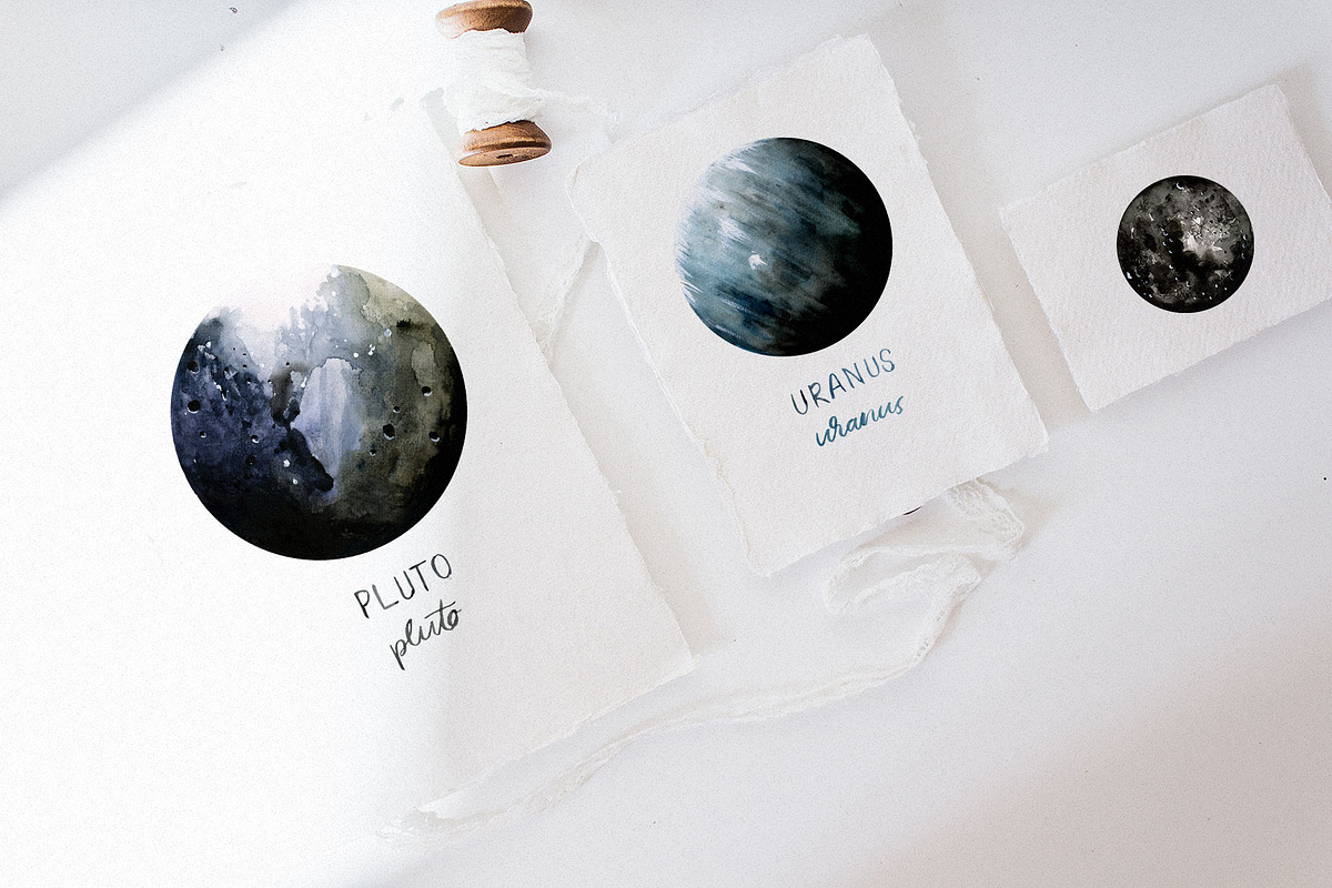 Galaxy Planets Watercolor Collection, an Education Illustration by Creativeqube Design (Photo 3 of 9)