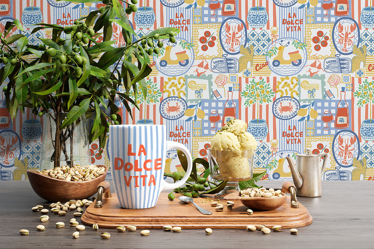 Italian summer - Dolce Vita pattern, a Pattern Graphic by Tani Kuzminka (Photo 10 of 29)