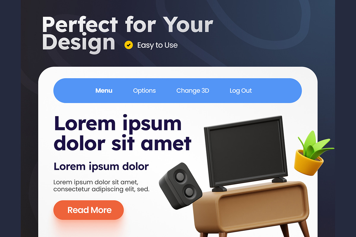 Furniture & Electronics 3D Icons, a Furniture 3D Model by Rakata Studio (Photo 4 of 7)