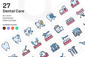 Dental Care Icons Set - Filled Line, an Icon by Kmg Design