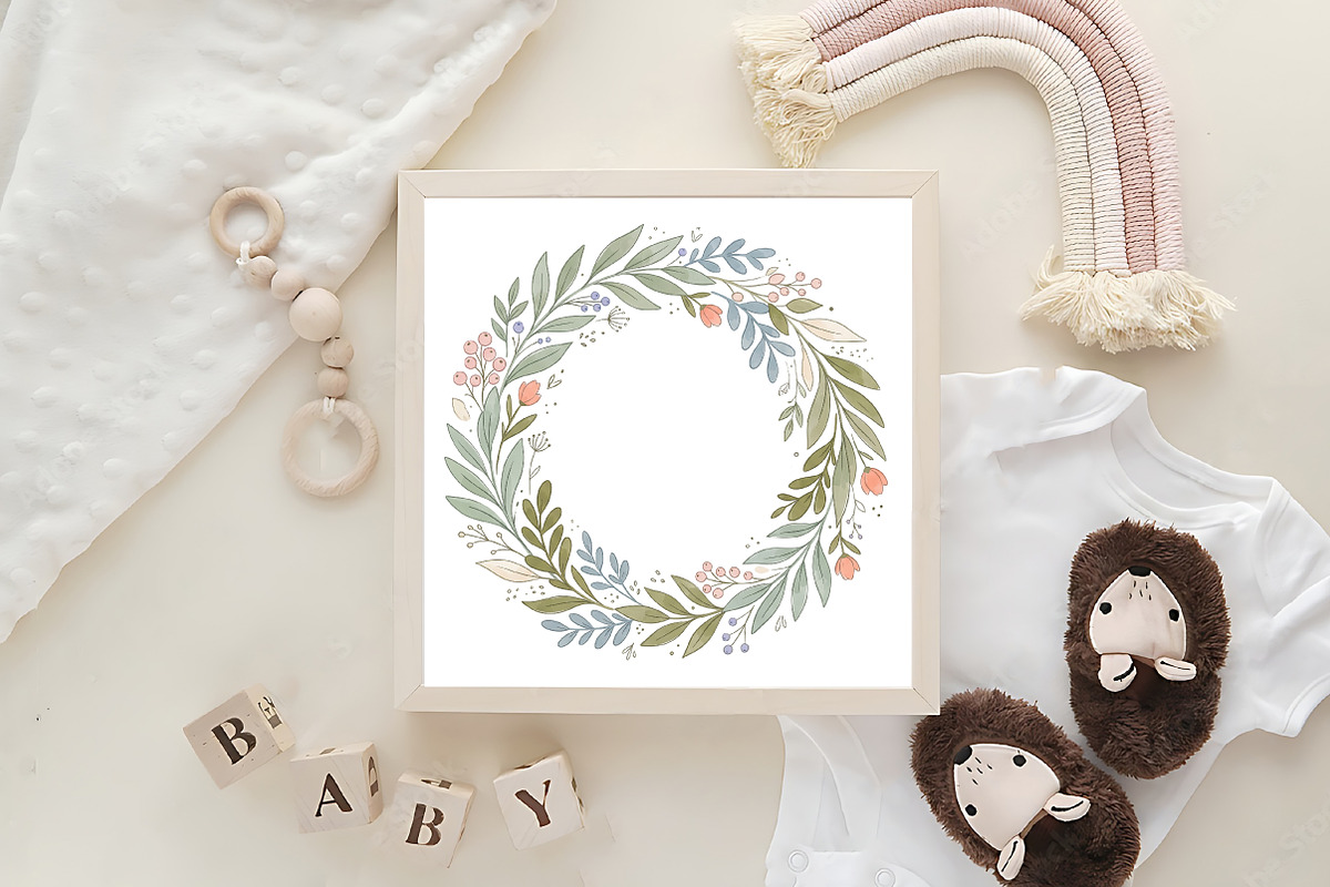 Watercolor Floral Wreaths Clipart, an Object Illustration by CraftArtStudio (Photo 4 of 4)