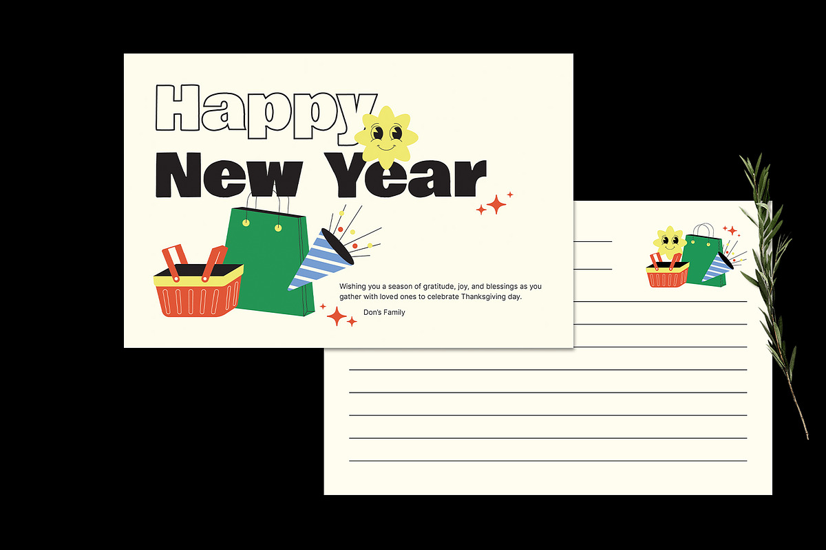 Playful New Year Greeting Card, a Card Template by Neermana (Photo 2 of 4)