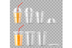 Realistic clear plastic juice glass, a Food Illustration by Vectorbuum