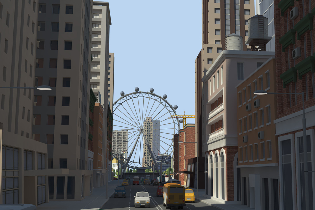 Realistic Lowpoly Simple City VR/AR, an Environmental 3D Model by NOMODOL (Photo 12 of 59)