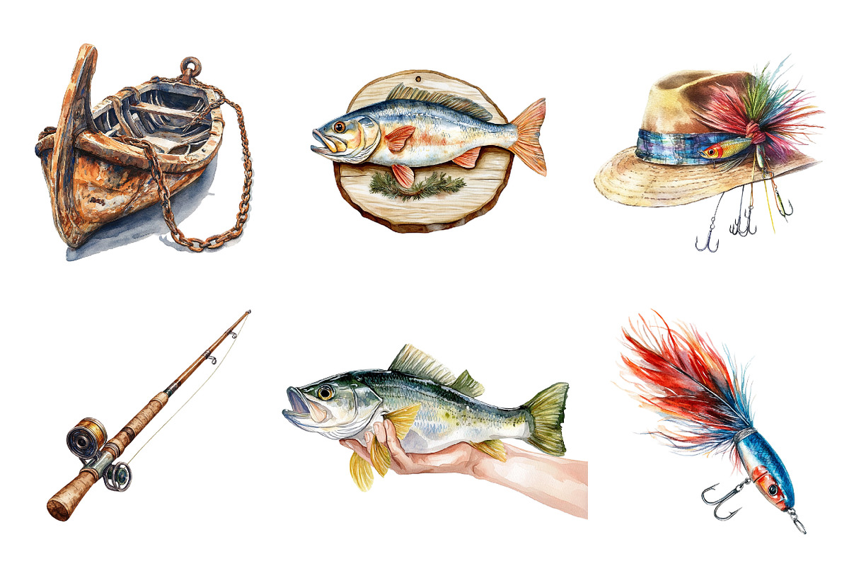 Fishing Sublimation Clipart, an Illustration by CreationArt (Photo 3 of 5)