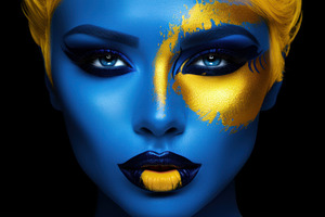 glamorous woman with blue makeup, a Photo by Pictures for you!!!!!!!!!