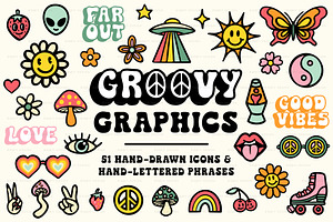 Psychedelic Retro Hippie Icons, a Solid Icon by BirDIY Design