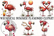Whimsical Summer Flamingo Clipart, an Illustration by OK Design (Thumbnail 2 of 6)