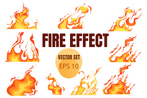Set of burning fire effect for, an Object Illustration by Alfmaler