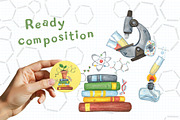 Science for kids watercolor clip art, an Object Illustration by DemiLena (Thumbnail 5 of 18)