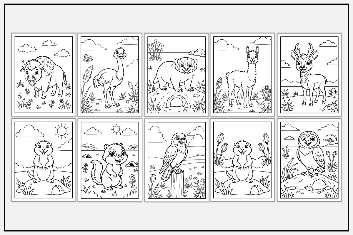 Grassland Animals Coloring Book, an Animal Illustration by Lamia Emad (Photo 2 of 5)