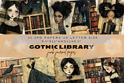 GOTHIC LIBRARY JUNK JOURNAL PAGES, a Person Illustration by Daring Digies (Thumbnail 1 of 8)