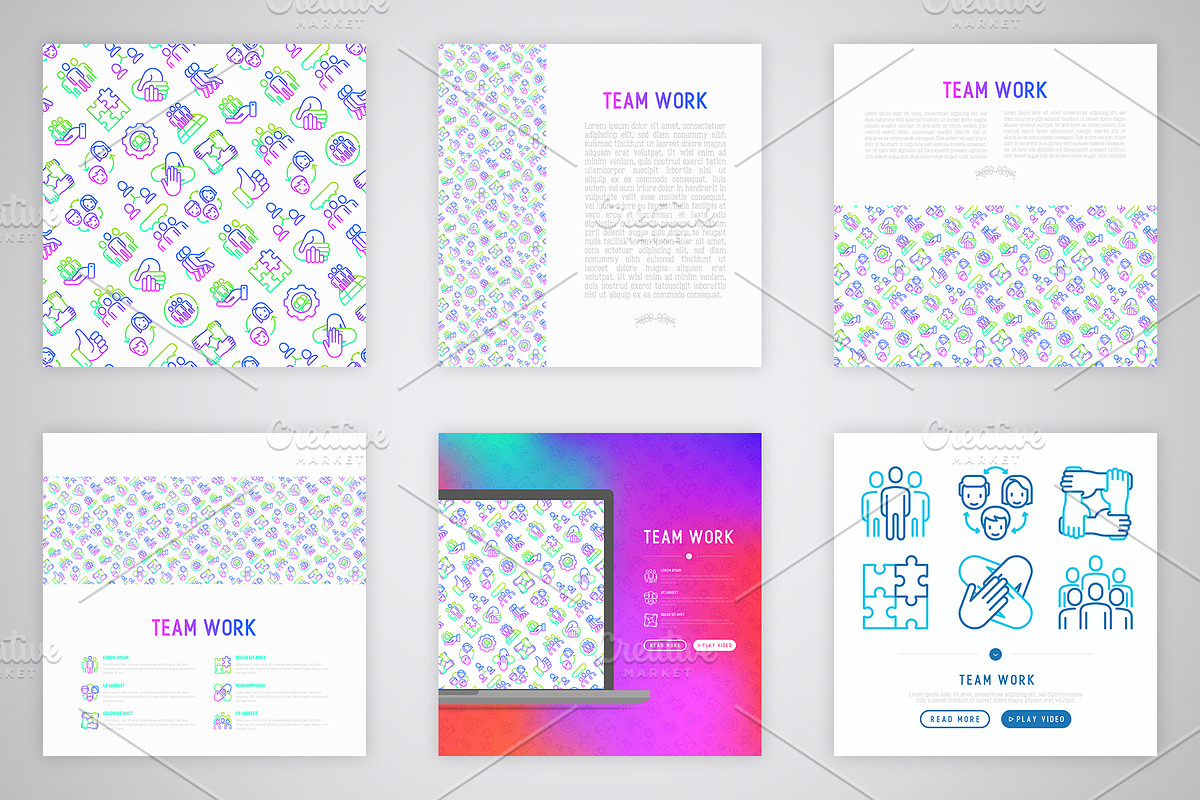 Team Work Icons Set | 30 Templates, an Outline Icon by Alex Blogoodf