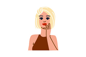 Portrait of thinking blond woman, an Object Illustration by pikepicture