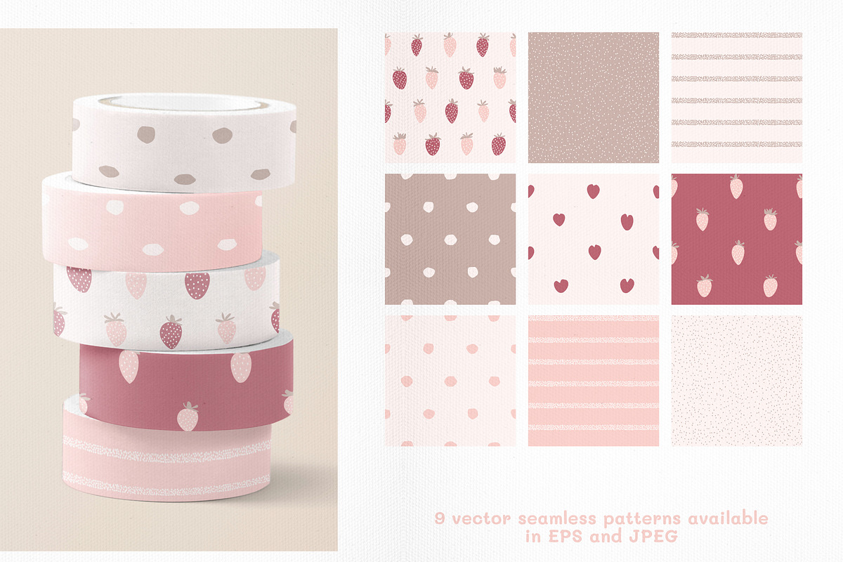 Pink Wild Strawberries, a Pattern Graphic by Mintpoptrend (Photo 2 of 4)