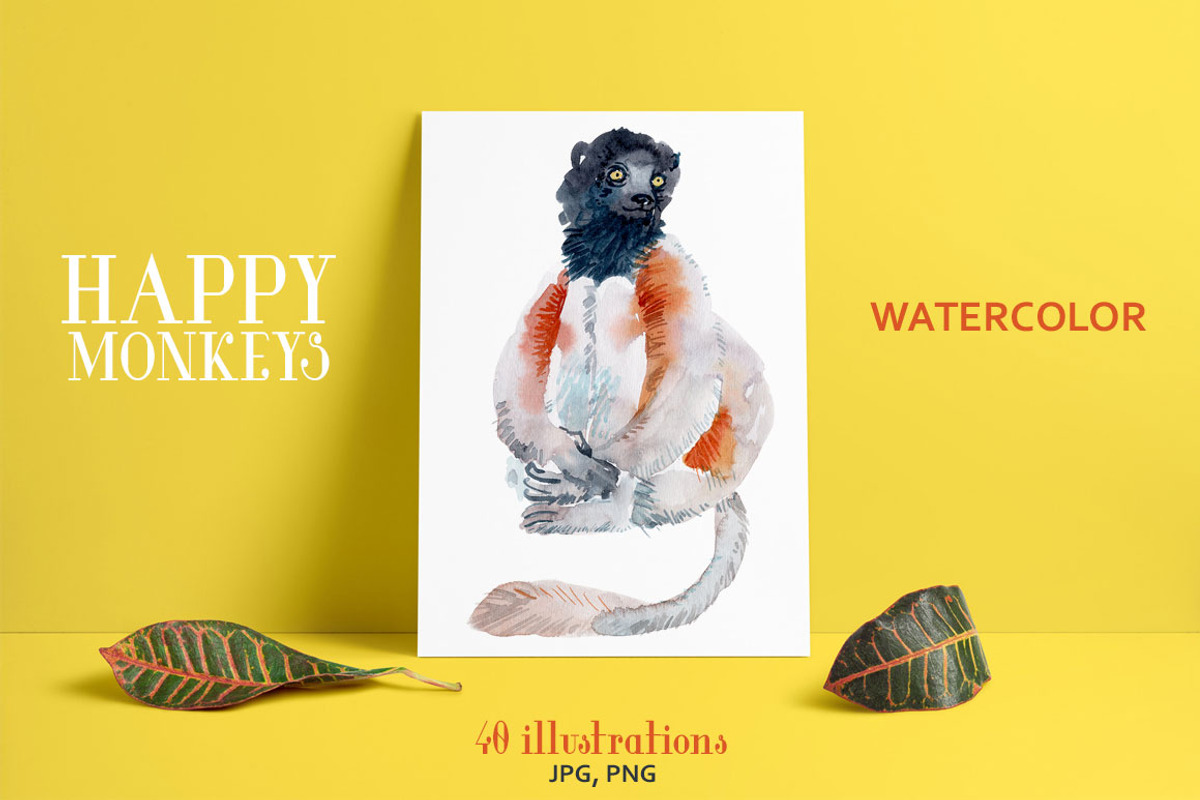 Watercolor Happy Monkeys, an Animal Illustration by Anastasia (Photo 5 of 13)
