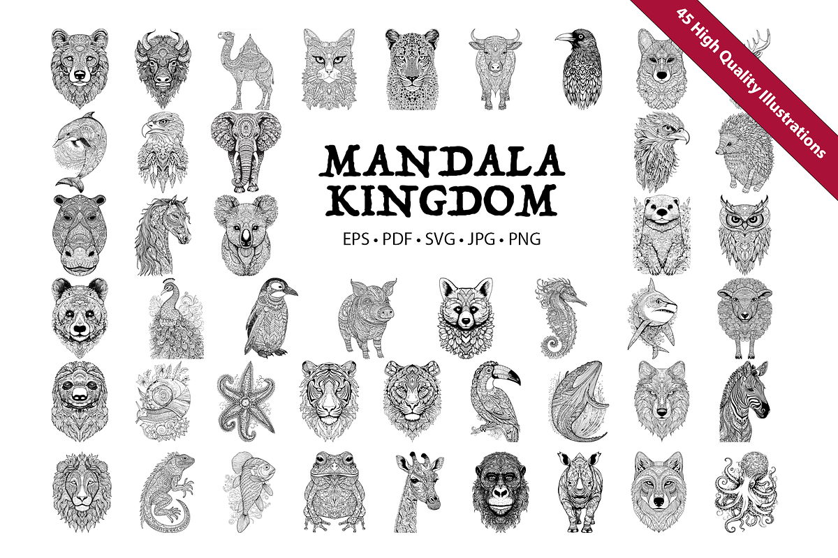 45 Mandala Animal Illustrations, a Graphic by WarmSoftAndCozy (Photo 4 of 9)