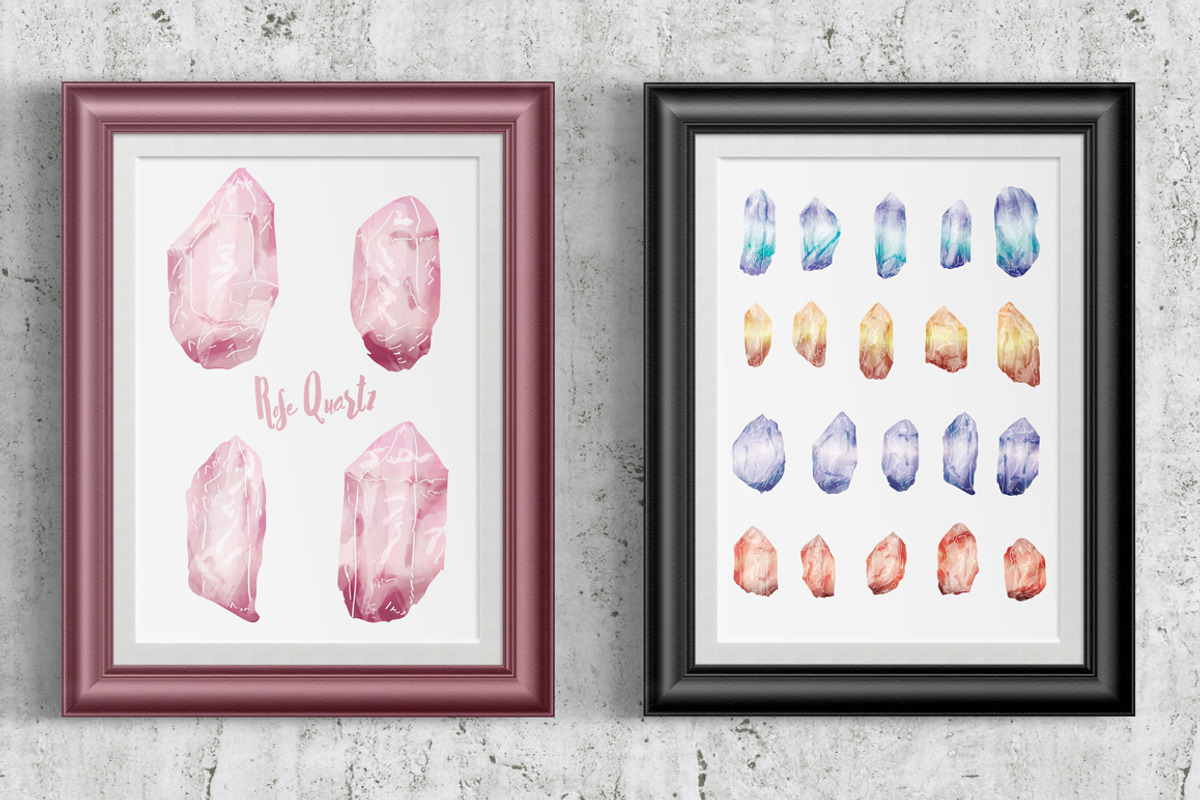 Hand Drawn Watercolor Crystals, an Illustration by Transfuchsian (Photo 4 of 6)