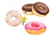 Watercolor donuts clipart, a Food Illustration by ArtfulStudio (Thumbnail 3 of 9)