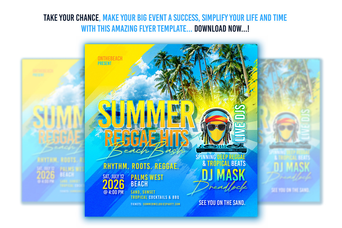 Summer Reggae Hits Flyer Template, a Flyer Template by The Design For Co. (Photo 3 of 3)