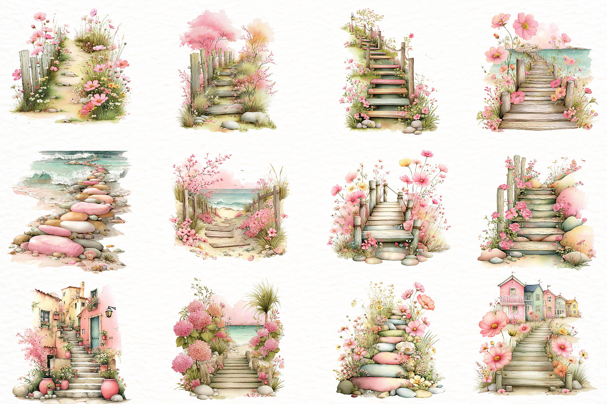 whimsical summer pathway Clipart, an Illustration by Designworld (Photo 2 of 8)