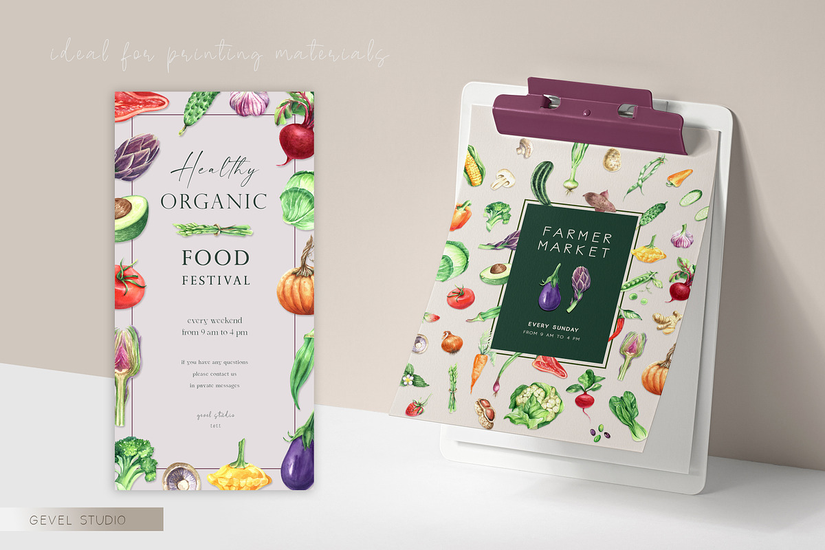 Watercolor VEGETABLES illustrations, a Decorative Illustration by GevelStudio (Photo 8 of 9)