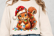 Christmas Squirrel Clipart PNG, a Seasonal Illustration by Canvas Craft (Thumbnail 5 of 6)