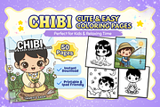 Chibi Printable Coloring Pages, a Person Illustration by ikarifq shop (Thumbnail 1 of 7)