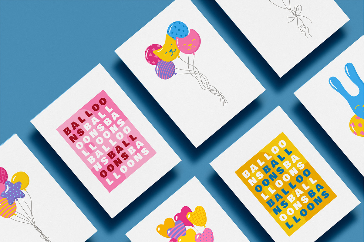 Balloons in a bunch Greeting vector, an Object Illustration by Neliakott ♥ (Photo 3 of 10)