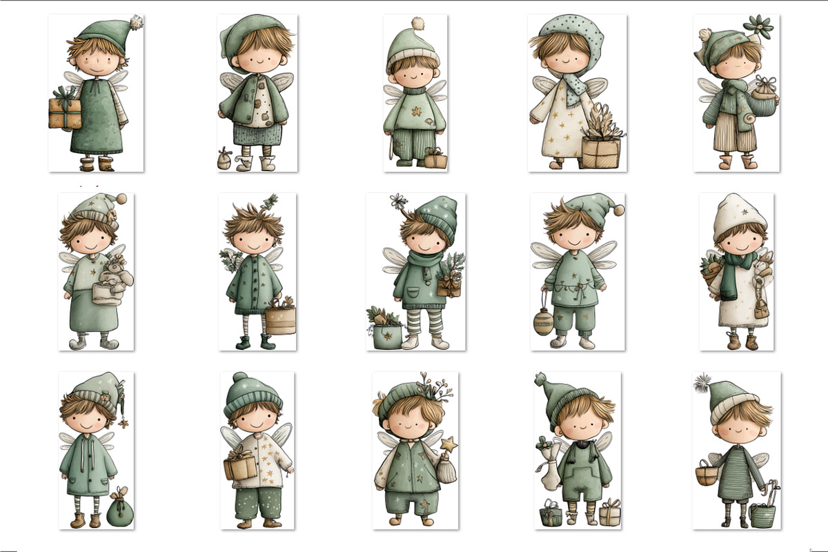 Whimsical Christmas Fairy Clipart, a Seasonal Illustration by V Design Creator (Photo 3 of 8)