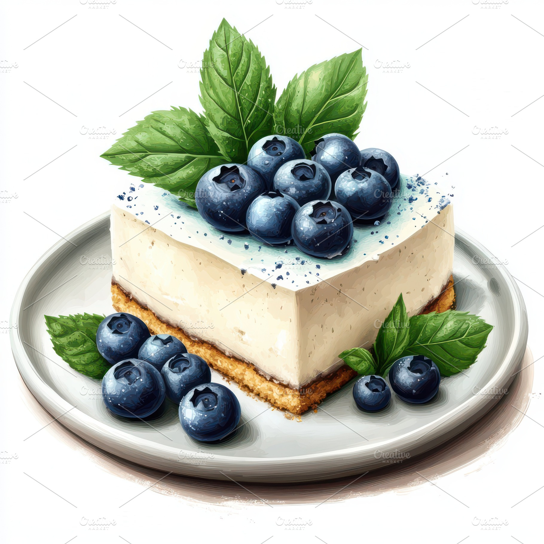 Plate with piece of birds milk cake,, a Food & Drink Photo by Pixeness Studio