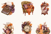 Autumn Witch Cottagecore Clipart, a Seasonal Illustration by BusyDaydesign (Thumbnail 6 of 7)