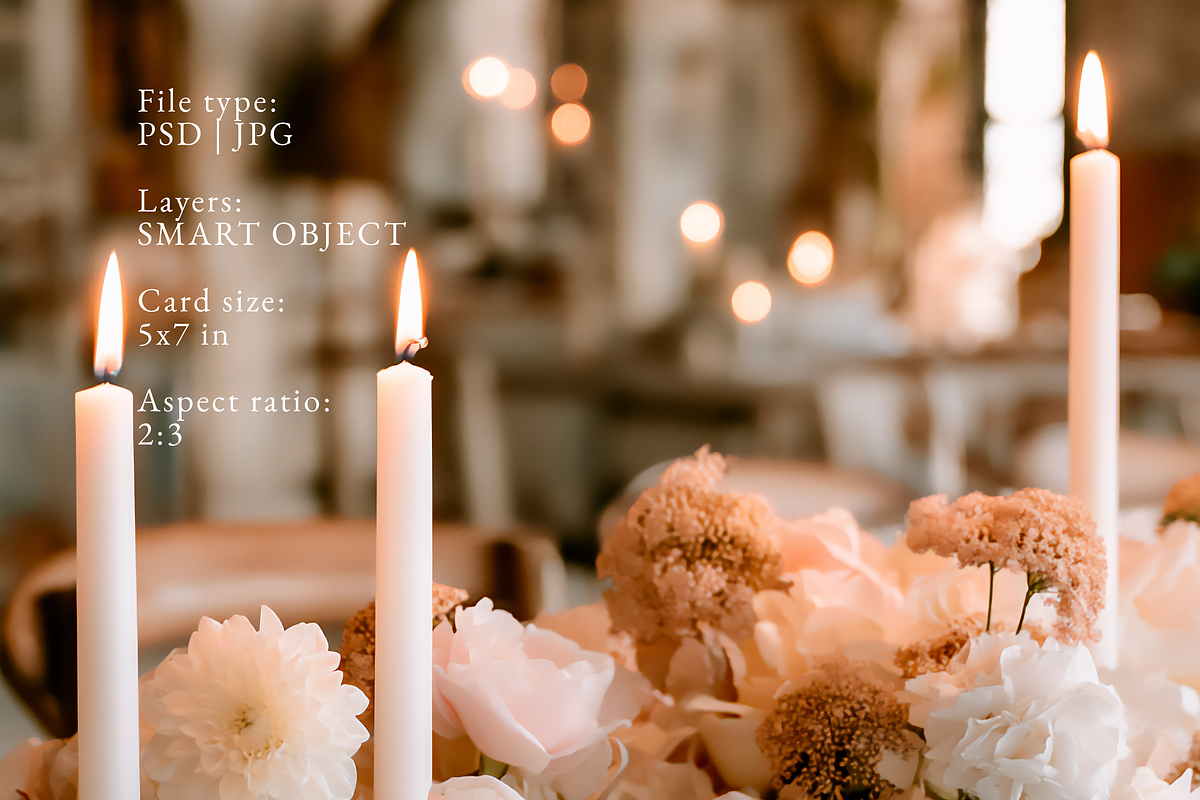 5x7 Peach Wedding Invitation Mockup, a Product Mockup by Serenefeeling (Photo 3 of 6)