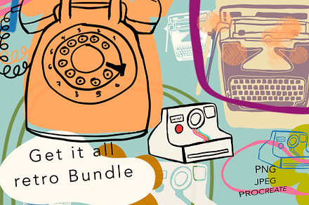 Retro illustration stamps bundle