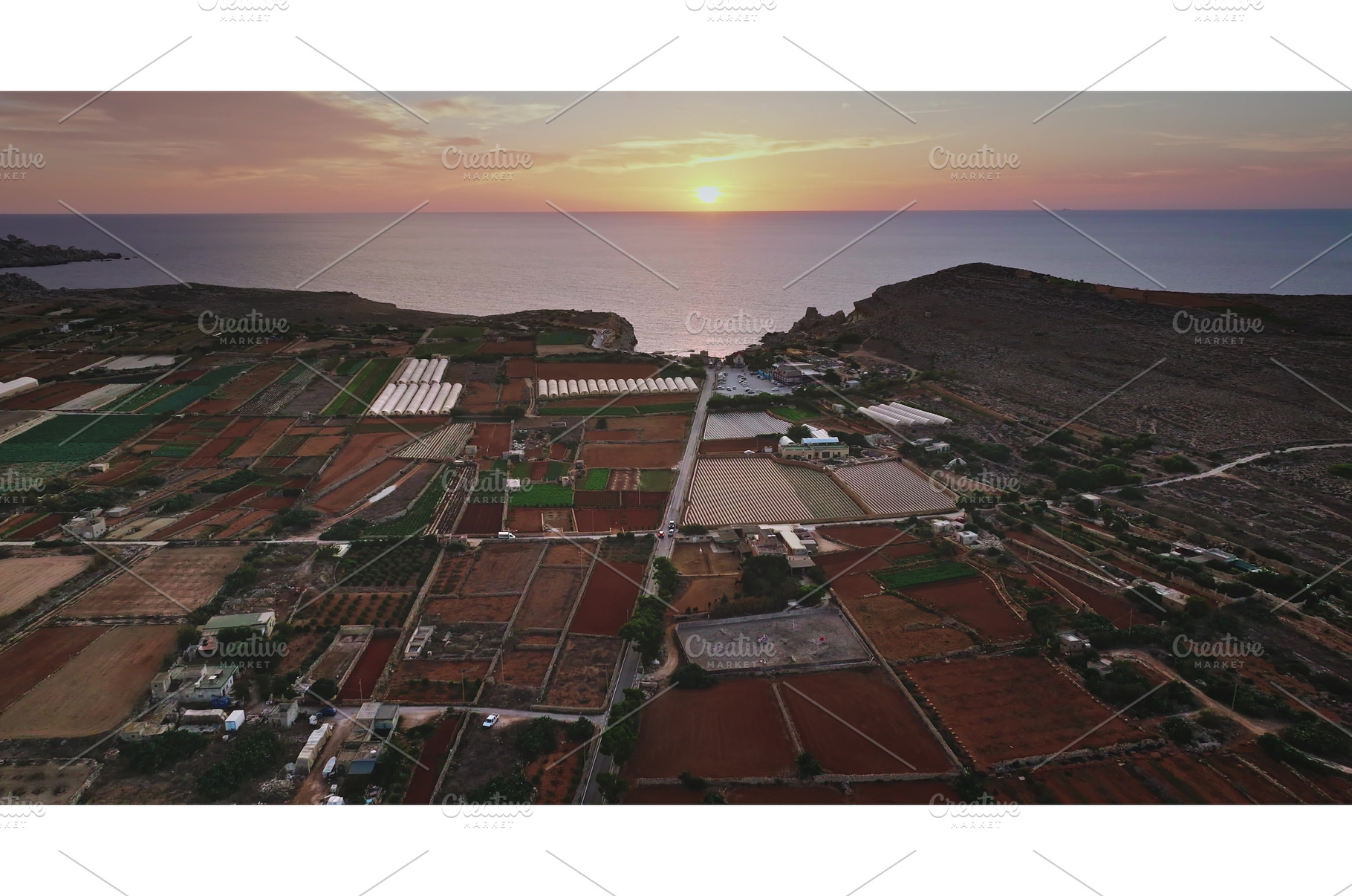 Colorful fields and greenhouses, a Transportation Photo by Goinyk