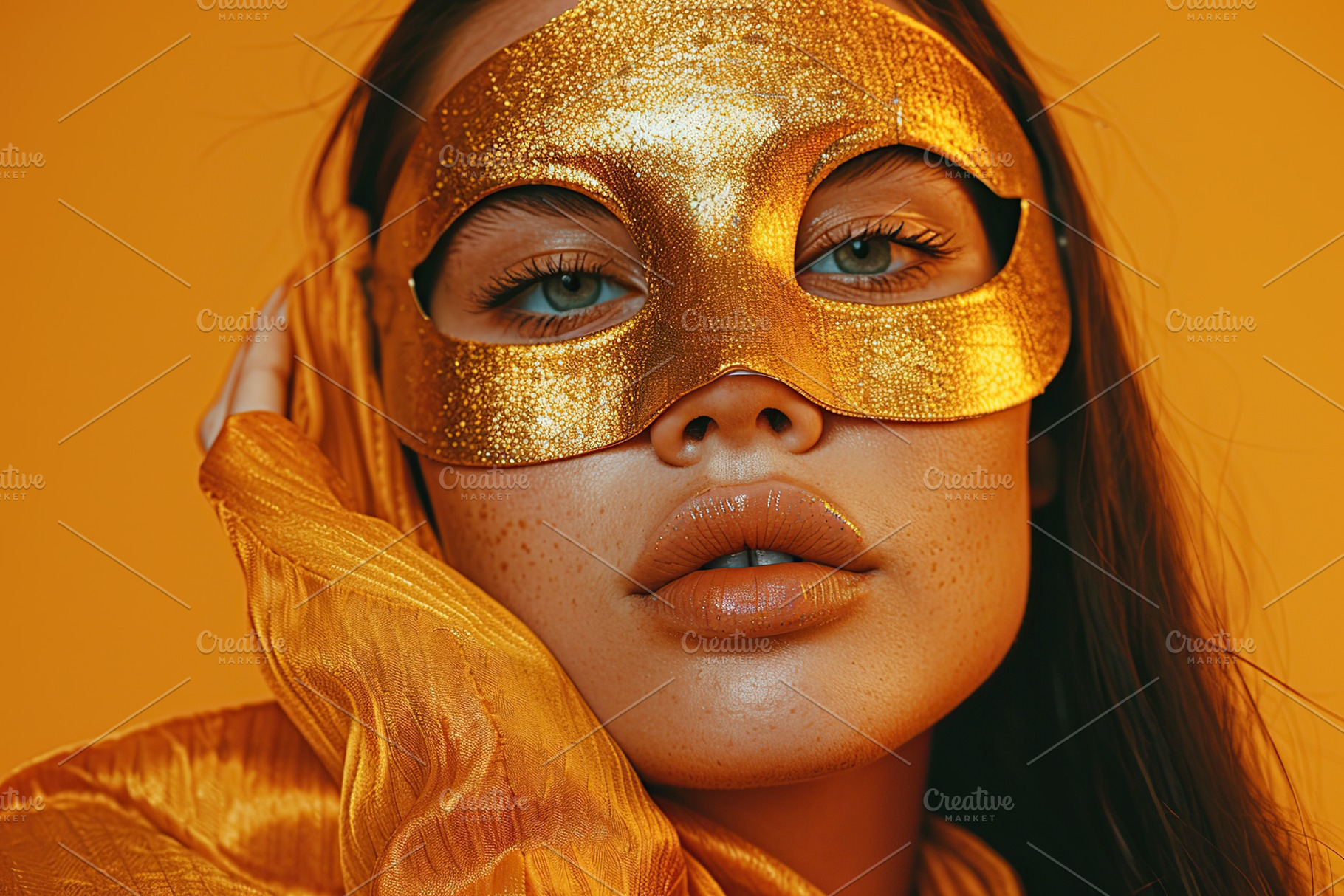 Portrait of beautiful woman in colorful eye mask. Carnival mask, a Person Photo by AlyaAnd