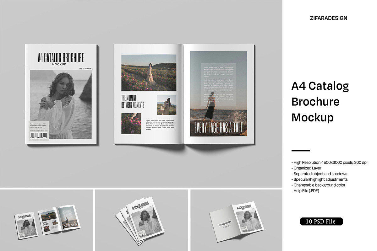 A4 Catalog Brochure Mockup, a Books & Magazine Mockup by ZifaraDesign (Photo 1 of 11)
