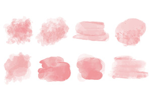 Set of light pink watercolor stains, an Illustration by Tati_Kli