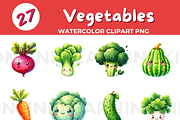 Vegetables watercolor clipart PNG, a Food Illustration by John_Walker (Thumbnail 1 of 3)