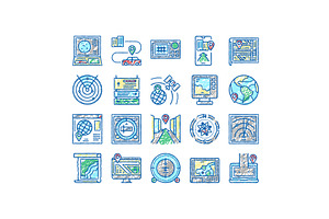 Map Location System set Icons hand, an Object Illustration by pikepicture