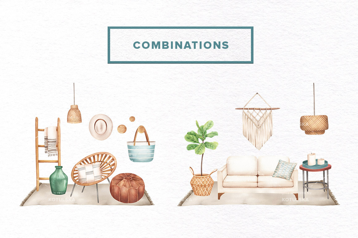 Watercolor Home Decor Set, an Object Graphic by Kotulska (Photo 5 of 7)