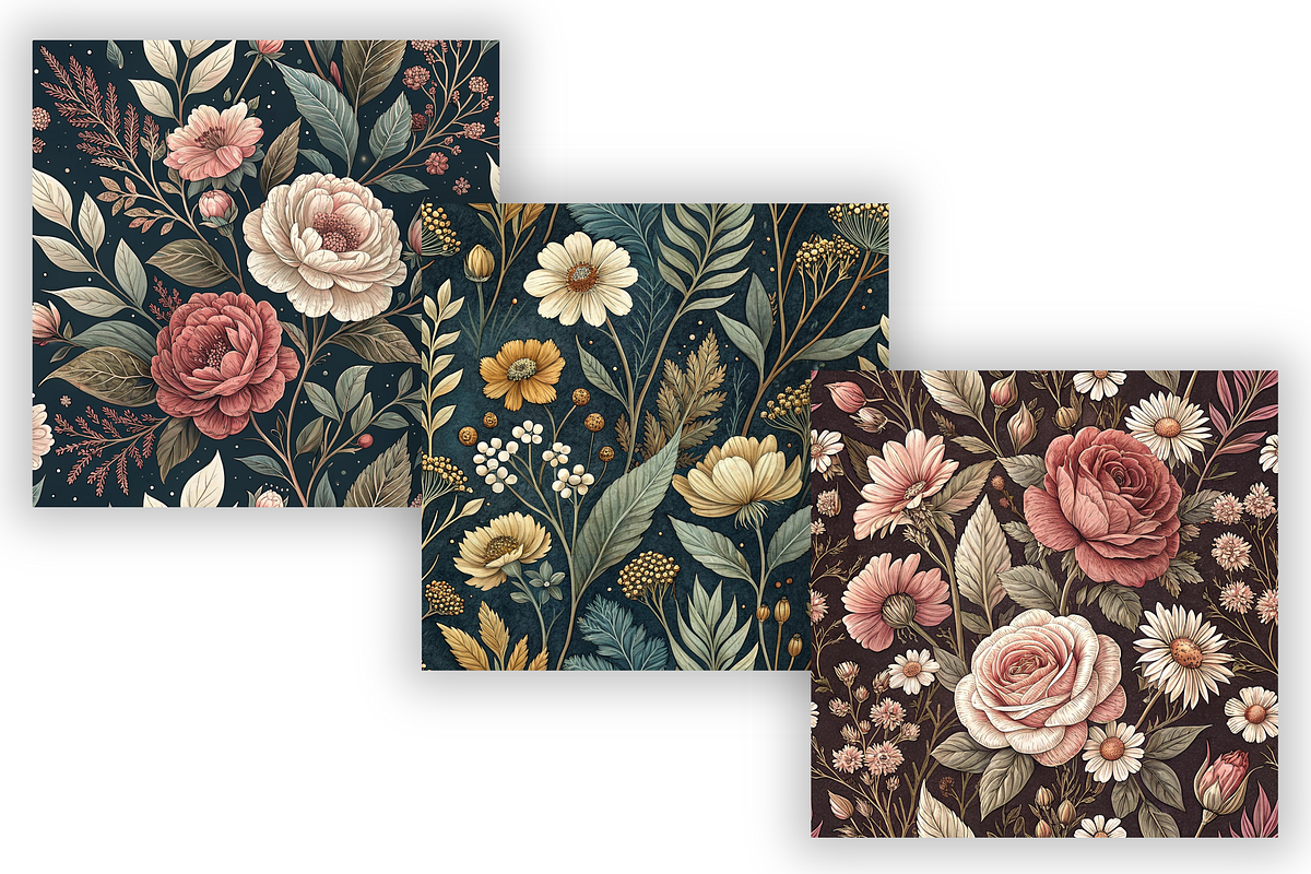 Dark Cottagecore Floral Pattern, a Pattern Graphic by FloridPrintables (Photo 5 of 7)