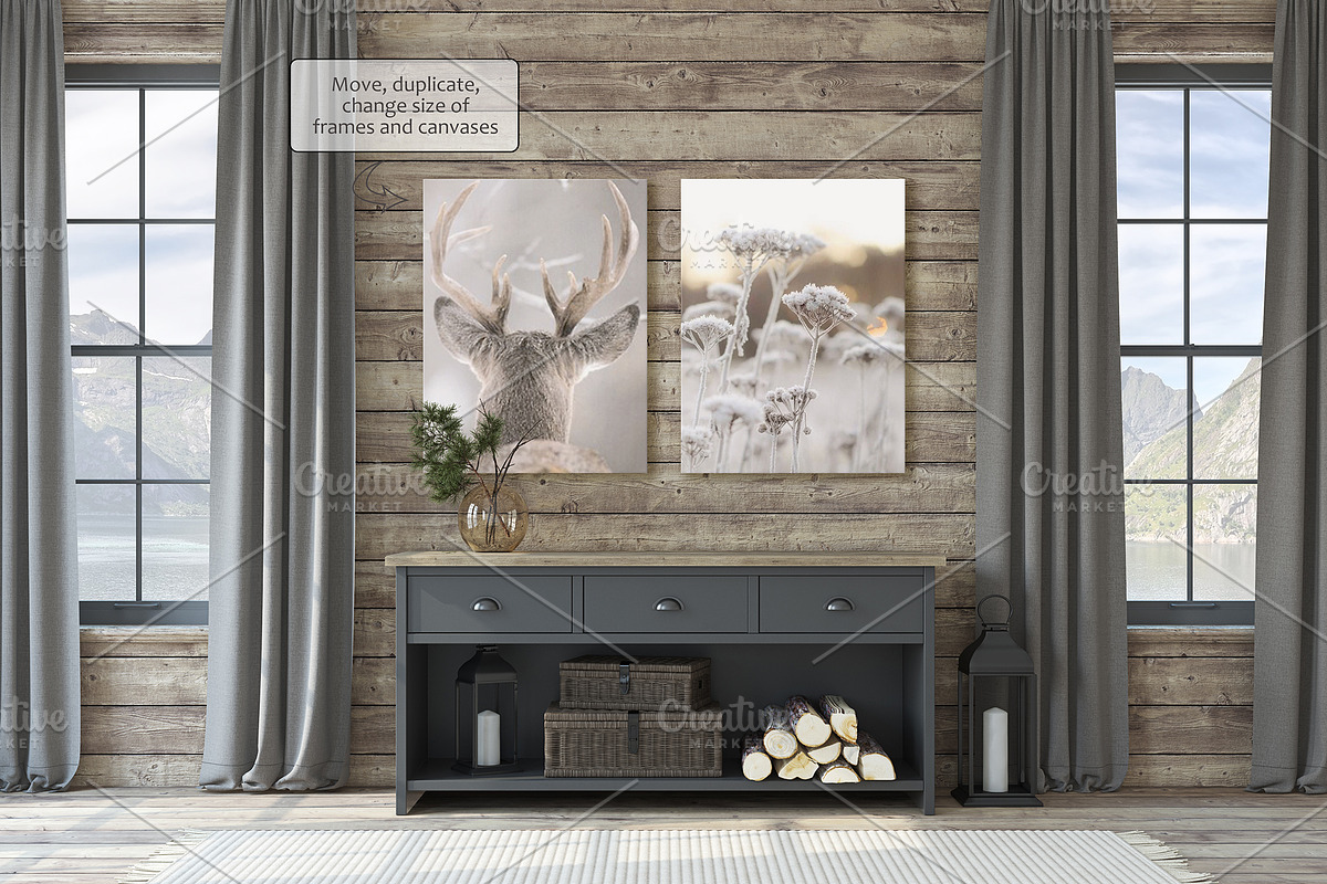 MOUNTAIN RETREAT HOME Frame mockups, a Poster Template by MyHomeMockups (Photo 8 of 10)