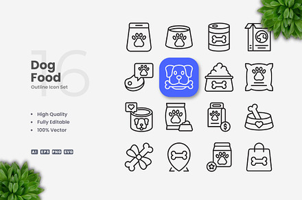 Dog Food Outline Icons, an Outline Icon by Upnowgraphic