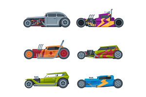 American Hot Rod Car with Large, a Transportation Illustration by TopVectors