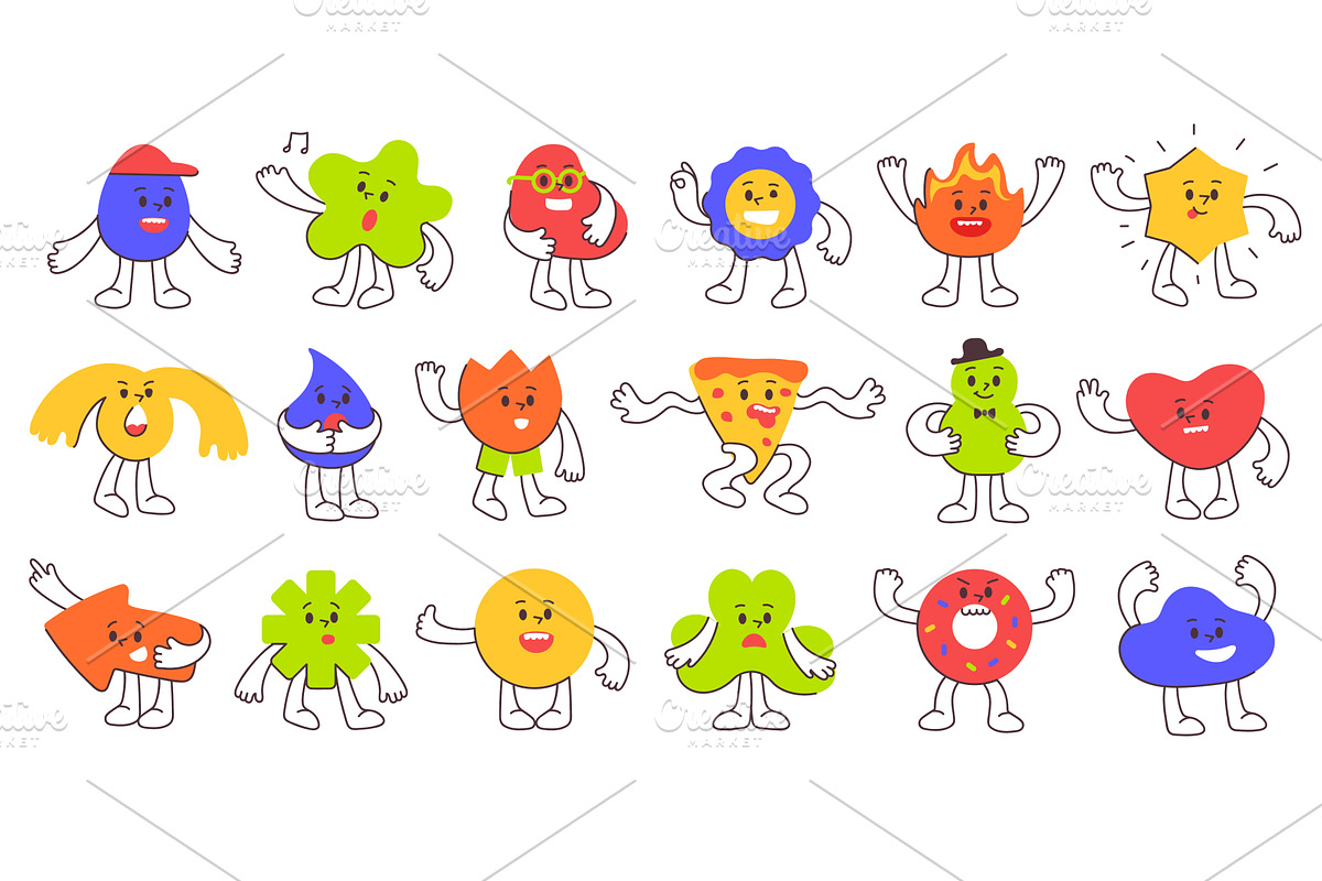 Cute abstract shape cartoon mascots, an Illustration by winwin.art