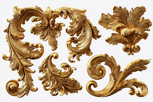 Golden ornate decorative elements Ro, a Photo by Pixeness Studio